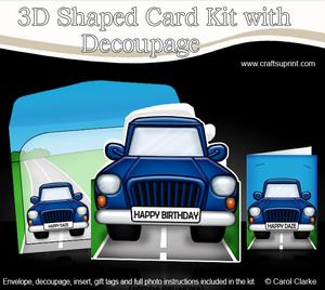 3D Fun Car Shaped Card with Decoupage