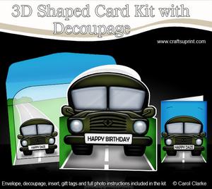 3D Army Truck Shaped Card with Decoupage