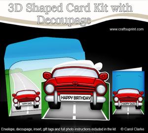 3D Sports Car Shaped Card with Decoupage