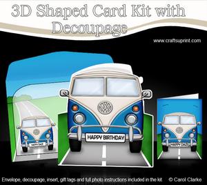 3D Camper Van Shaped Card with Decoupage