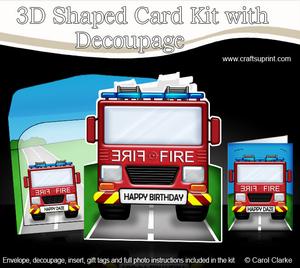 3D Fire Engine Shaped Card with Decoupage