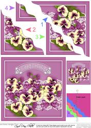 Birthday Pansies N Lace Wavy Corner Side Stacker