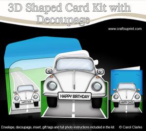 3D Beetle Car Shaped Card with Decoupage
