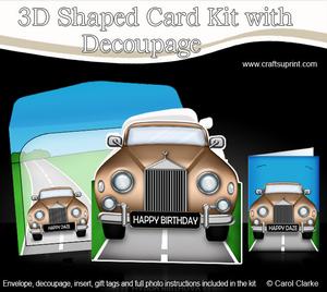 3D Rolls Royce Car Shaped Card with Decoupage