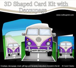 3D Camper Van Shaped Card with Decoupage