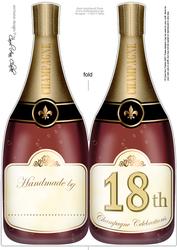 Large Dl 18th Champagne Bottle Shaped Card