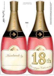 Large Dl 18th Champagne Bottle Shaped Card