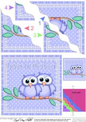 Twins 1st Birthday Owls Wavy Corner Stacker