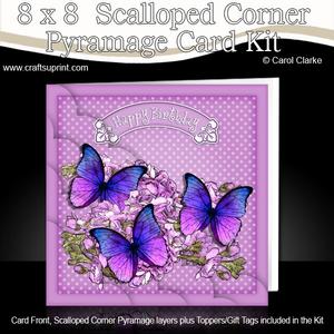 8 x 8 Birthday Butterflies N Flowers Scalloped Corner Kit