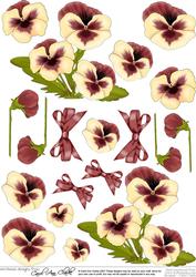 Pansy on Butterfly Lace Matching 3D Decoupage Sheet