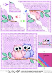 Special Twins Birthday Owls Wavy Corner Stacker