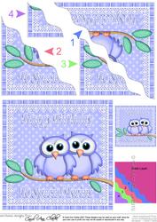 Special Twins Birthday Owls Wavy Corner Stacker