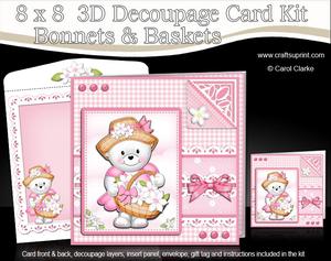 8 x 8 Teddy Tess's Bonnet Kit with 3D Decoupage