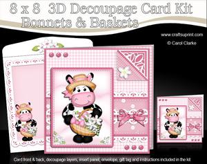 8 x 8 Milly Moo Cow's Bonnet Kit with 3D Decoupage