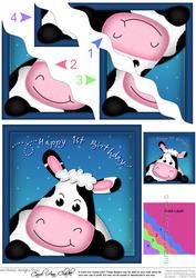 Milly Moo Cow 1st Birthday Wavy Corner Side Stacker