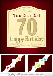 8 x 8 70th Birthday Dad Wine Label Scalloped Corner Topper