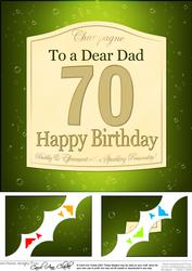 8 x 8 70th Birthday Dad Champagne Label Scalloped Corner Top