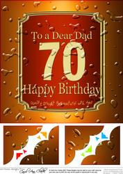 8 x 8 70th Birthday Dad Beer Label Scalloped Corner Topper