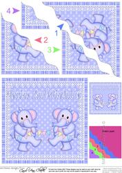 Twins 2nd Birthday Elephants Wavy Corner Stacker