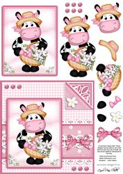 Milly Moo Cow's Bonnet Quick Card N 3D Decoupage