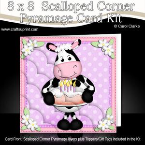 8 x 8 Milly Moo Cow's Birthday Cake Scalloped Corner Kit