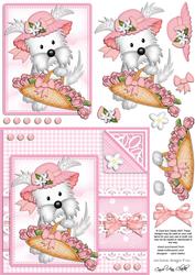 Jess Westie's Bonnet Quick Card N 3D Decoupage