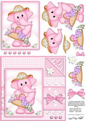 Lola Elephant's Bonnet Quick Card N 3D Decoupage