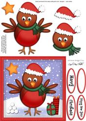 Xmas Robin Quick Card N 3D Decoupage