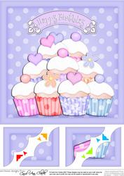 8 x 8 Cupcakes Birthday Scalloped Corner Topper