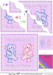 Twins Special Birthday Elephants Wavy Corner Stacker