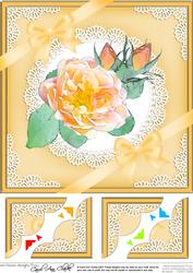 8 x 8 Rose and Lace Scalloped Corner Topper
