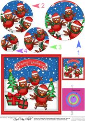 Xmas Robins Circle Pyramage Topper