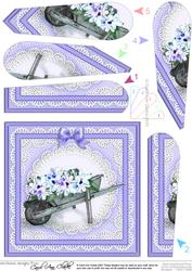 Flower Filled Wheelbarrow Quick Card Fan Pyramage Topper
