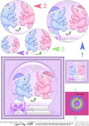 Cute Elephants Snowglobe Circle Pyramage Topper