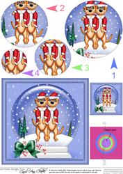 Xmas Meerkats Snowglobe Circle Pyramage Topper