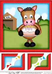 8 x 8 Gigi the Horse's Birthday Cake Scalloped Corner Topper