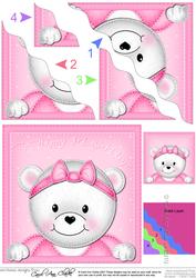 Teddy Tess 3rd Birthday Side Stacker Topper