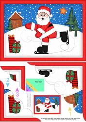 A5 Xmas Skating Santa Scallop Corner Side Stacker