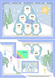 A5 Xmas Penguins Scallop Corner Side Stacker