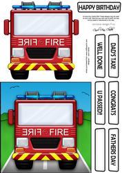 Fire Engine Quick Card N 3D Decoupage