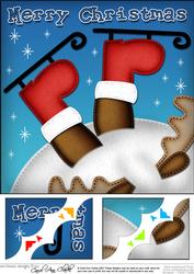 8 x 8 Xmas Oops Rudolph! Fun Novelty Scalloped Corner Topper