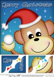 8 x 8 Xmas Chunky Monkey Fun Novelty Scalloped Corner Topper