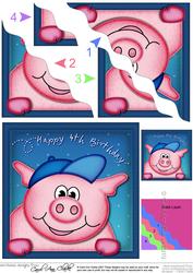 Ziggy Piggy 4th Birthday Side Stacker Topper