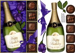 A5 Birthday Champers Chocs N Roses 3D Decoupage