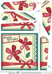 Birthday Flowers N Lace Fan Pyramage Topper