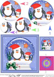 Xmas Penguins Snowglobe Circle Pyramage Topper