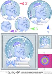 Xmas Elephant Snowglobe Circle Pyramage Topper