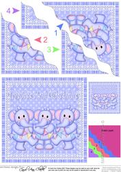 Triplets 2nd Birthday Elephants Wavy Corner Stacker