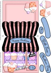 The Little Cupcake Shop Shaped Card N Decoupage