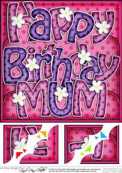 8 x 8 Happy Birthday Mum Scalloped Corner Topper